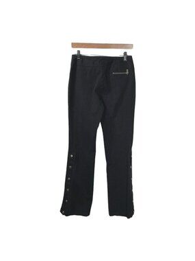 Michael Kors Womens Black Bootcut Pants Size 4 Snap Leg Zipper Stretch